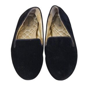 Birdies Loafers Women 6.5 Black Velvet The Starling Flat Slip On Classic Shoes